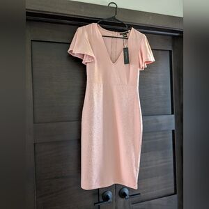 Pink Flutter Sleeve Dress
